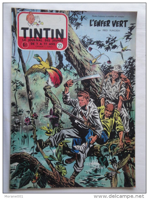 Tintin N° 22 De 1955 Couverture  De  Funcken. Le Secret De L'homme En Noir, H.Vernes. Bon état - Kuifje