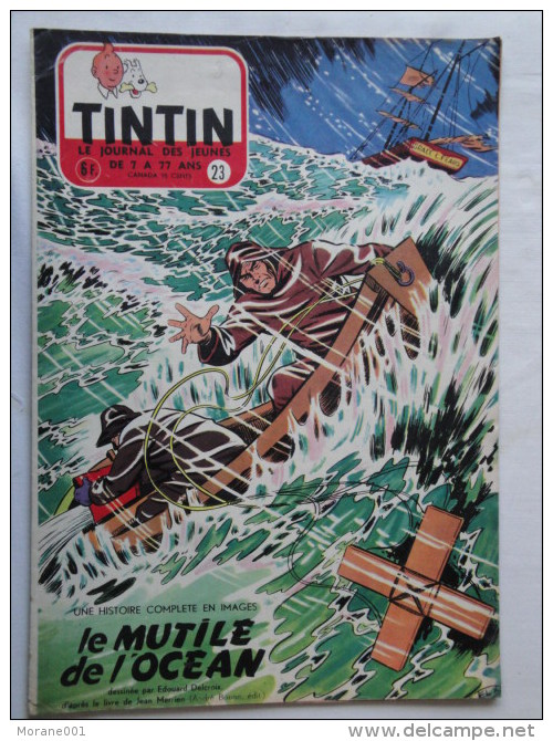 Tintin N° 23 De 1955 Couverture  De  Delcroix. Le Secret De L'homme En Noir, H.Vernes. Bon état - Tintin