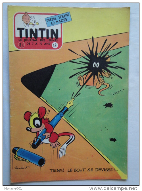 Tintin N° 49 De 1955 Couverture  De  Macherot. (auteur De Chlorophylle ) Bon état - Tintin