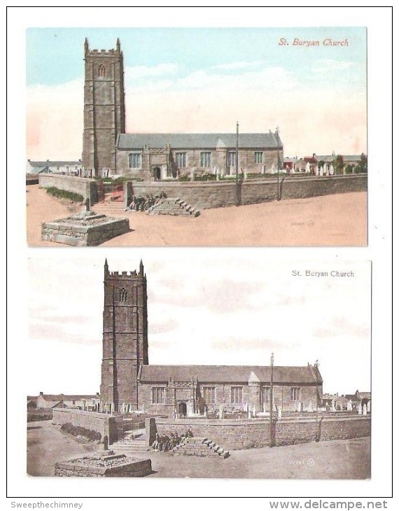 Two Old Postcards Both Of St Buryan Church Cornwall Both Unused - Autres & Non Classés