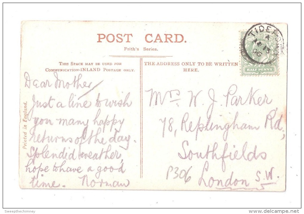 TIDEFORD THIMBLE POSTMARK 1906 ON A ST GERMANS PORT ELLIOT Cornwall VIEW POSTAL HISTORY PC  GOOD CONDITION    --   POSTA - Andere & Zonder Classificatie