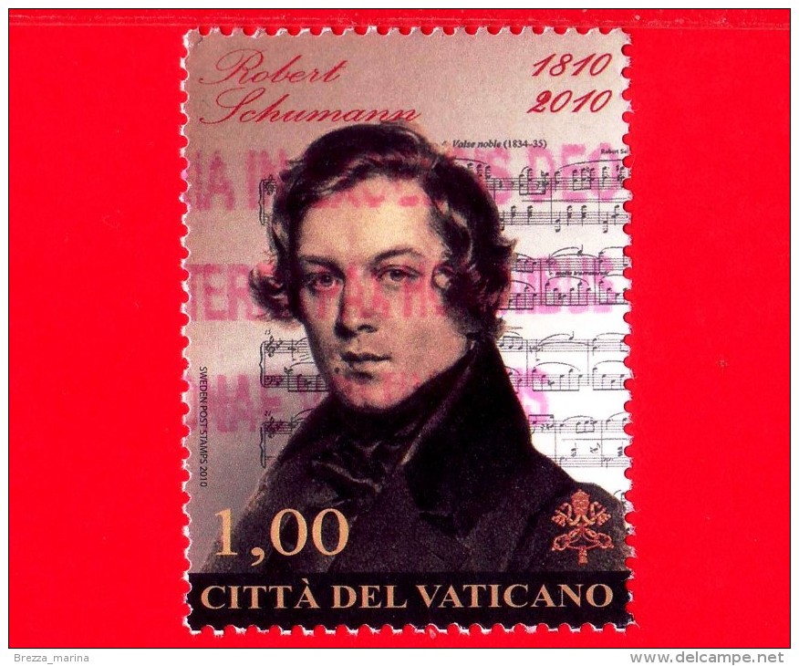 VATICANO  - 2010 - Usato - Robert Schumann - 1 €  - - Oblitérés