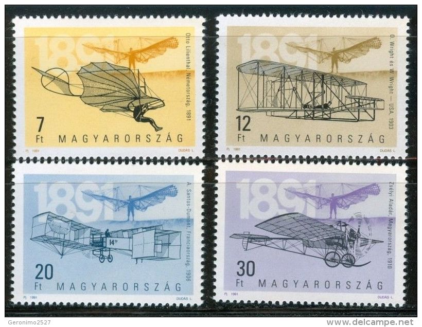 HUNGARY 1991 TRANSPORT Aviation Planes PIONEERS - Fine Set MNH - Nuevos