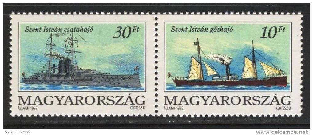 HUNGARY 1993 TRANSPORT Boats SHIPS - Fine Set MNH - Unused Stamps