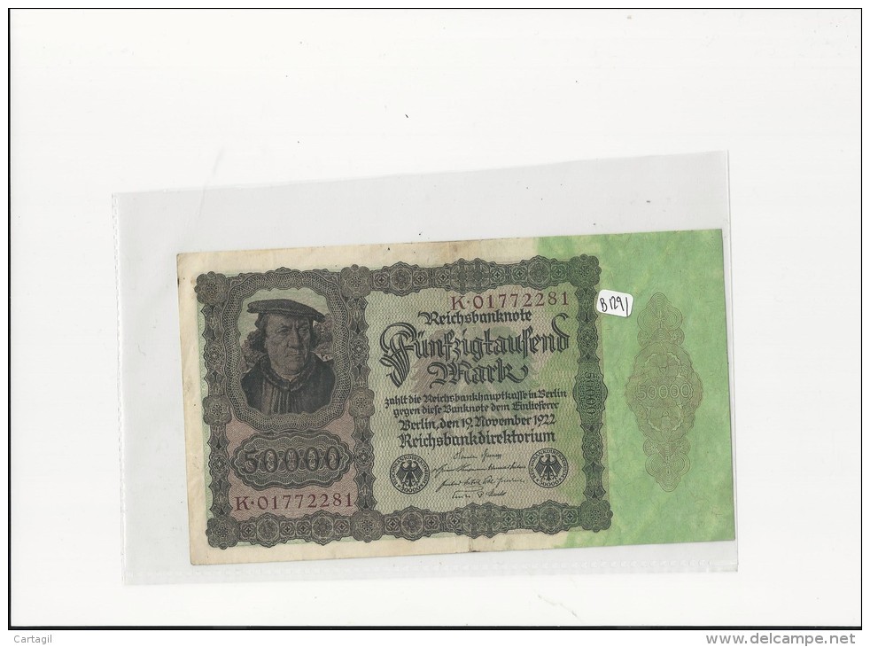 Billets -  B1291  - Allemagne  - 50  000 Mark 1922 ( Type, Nature, Valeur, état... Voir 2 Scans) - Other & Unclassified