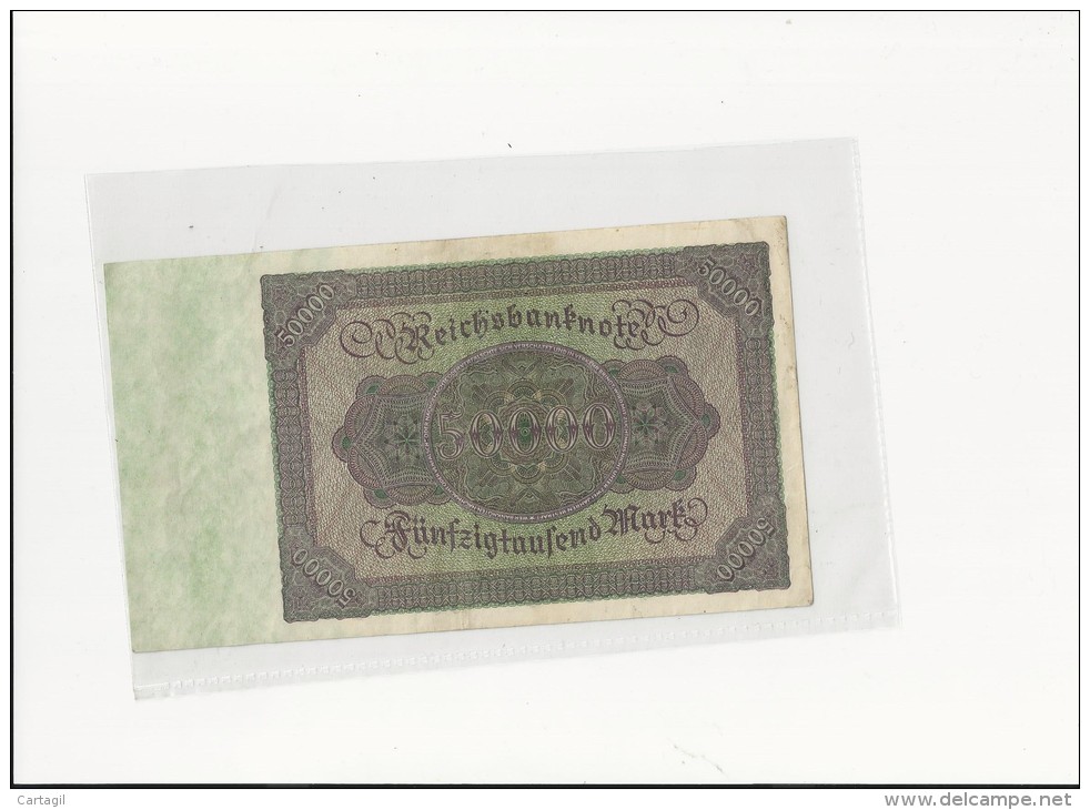 Billets -  B1291  - Allemagne  - 50  000 Mark 1922 ( Type, Nature, Valeur, état... Voir 2 Scans) - Other & Unclassified