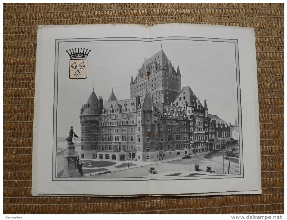 PLAQUETTE - TOURISME - CHATEAU FRONTENAC - QUEBEC - 1929 - 24 PAGES - PHOTOS - ILLUSTRATIONS - North America