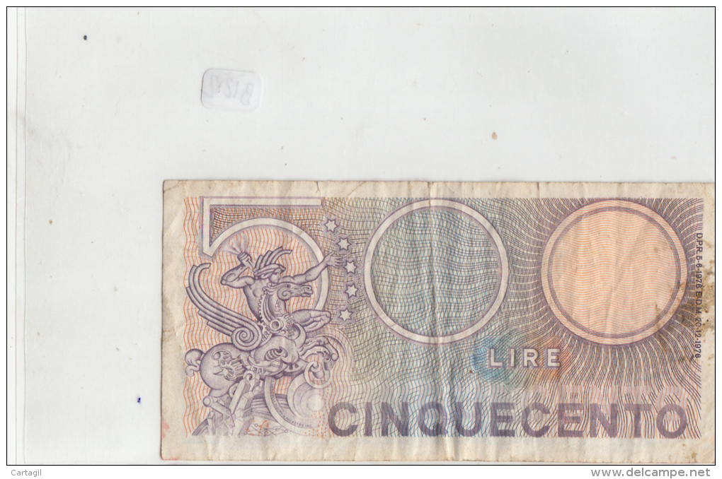 Billets -  B1282 - Italie - 500 Lire ( Type, Nature, Valeur, état... Voir 2 Scans) - 500 Lire