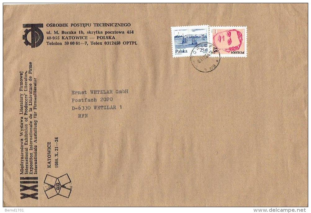 Polen / Poland - Umschlag Echt Gelaufen / Cover Used  (t436) - Briefe U. Dokumente