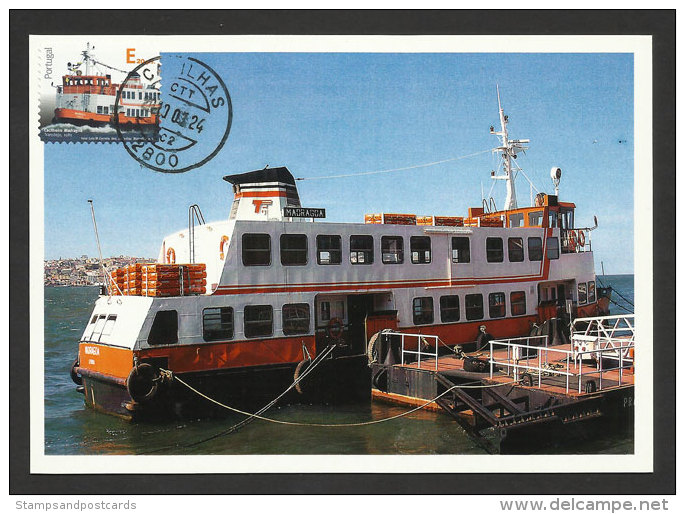 Portugal Carte Maximum Bateau Cacilheiro Du Tague Timbre Autocollant 2010 Maxicard Lisbon River Boat Sticker Type - Cartes-maximum (CM)