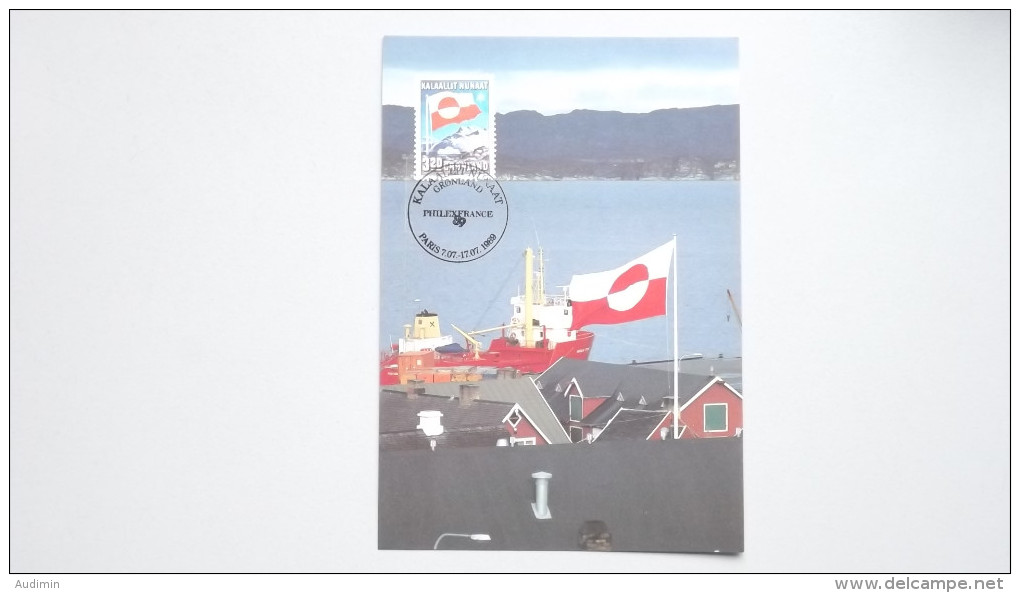 Grönland 195 Yt 183 Maximumkarte MK/CM, SST PHILEXFRANCE 1989, 10 Jahre Innere Autonomie - Maximumkarten (MC)