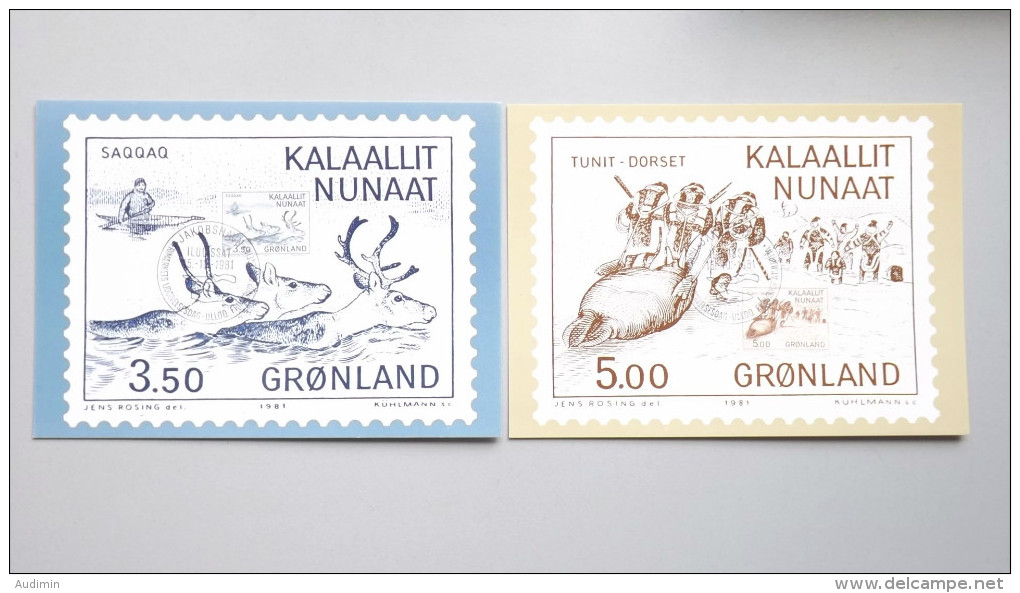Grönland 131/2 Yt 119/20 Maximumkarte MK/CM, ESST, Grönlands Prähistorische Kulturen - Maximum Cards