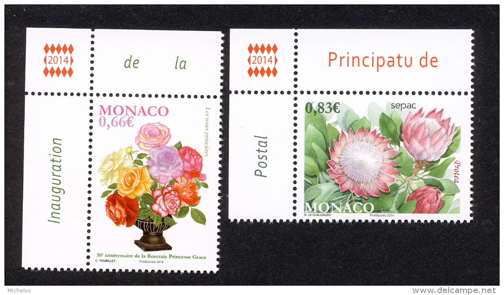 Monaco 2014 -  Yv N° 2934 Et 2935 ** - ROSERAIE PRINCESSE GRACE  ET SEPAC (LES FLEURS) - Unused Stamps