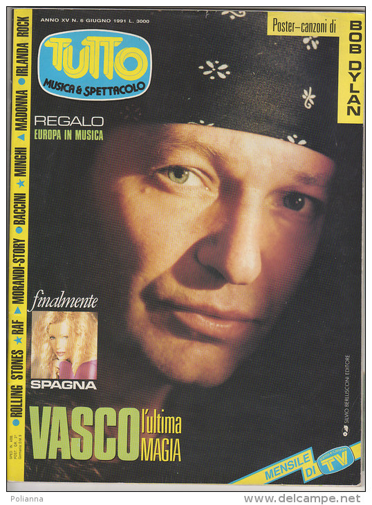 RA#42#20 RIVISTA TUTTO MUSICA E SPETTACOLO N.6 1991/VASCO ROSSI/POSTER BOB DYLAN/MADONNA - Musique