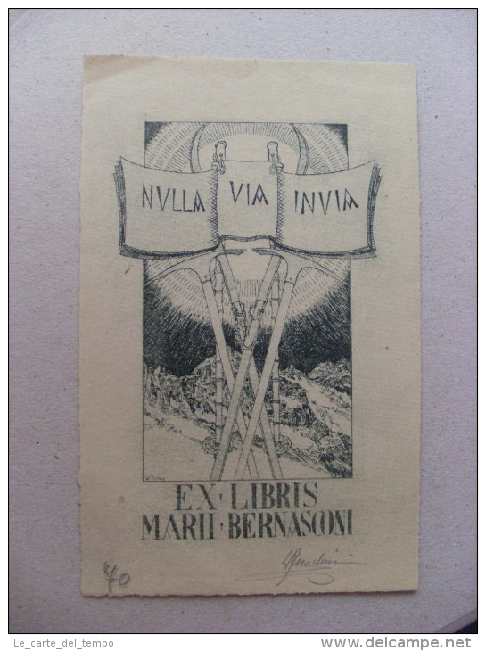Ex Libris Marii Bernasconi Con Firma/autografo Luigi Angelini 1932 - Exlibris