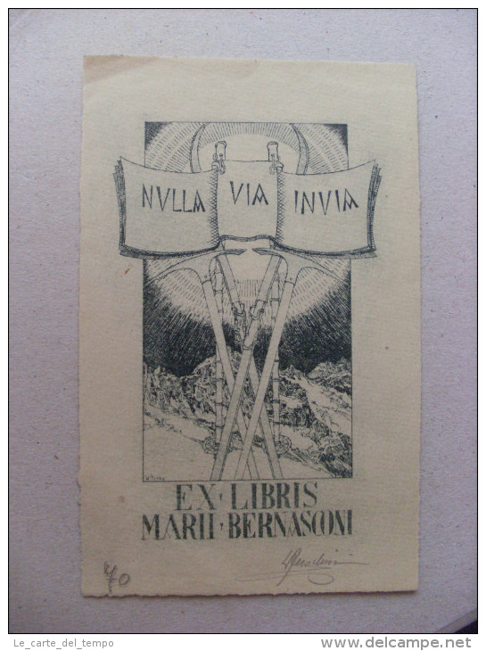 Ex Libris Marii Bernasconi Con Firma/autografo Luigi Angelini 1932 - Ex Libris