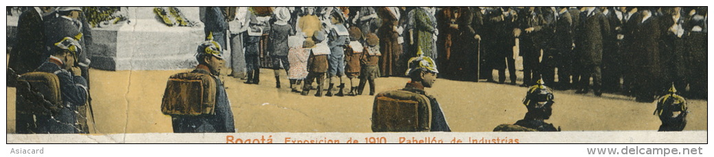 Bogota Exposicion 1910 Pabellon De Industrias Circulada A Pepinster Belgica Militares Con Casco Aleman - Colombie