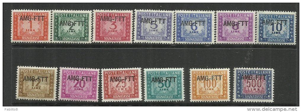 TRIESTE A 1949 1954 AMG-FTT SOPRASTAMPATO D'ITALIA ITALY OVERPRINTED SEGNATASSE TAXES TASSE SERIE COMPLETA CENTRATA MNH - Postage Due