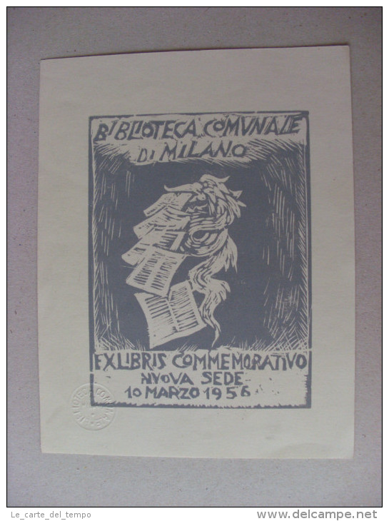 Ex Libris Biblioteca Comunale Di MILANO Commemorativo Nuova Sede 1956 - Ex-libris