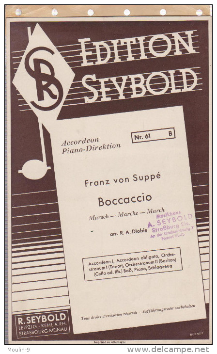 Partitions - Accordeon Piano-direction - Franz Von Suppé Boccaccio - S-U
