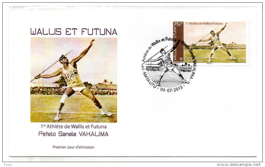 WALLIS-ET-FUTUNA - FDC - ENVELLOPE PREMIER JOUR - 1er ATHLETE DE WALLIS ET FUTUNA - PETELO SANELE VAKALIMA - 2013 - - FDC