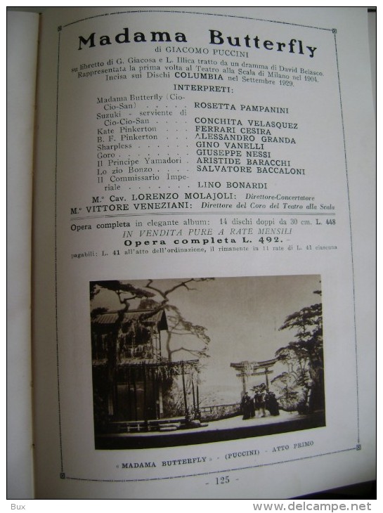 "COLUMBIA" E LE OPERE COMPLETE TIMBRO RIV. MORGESE BARI    OPERA LIRICA TEATRO   THEATRE   Théâtre