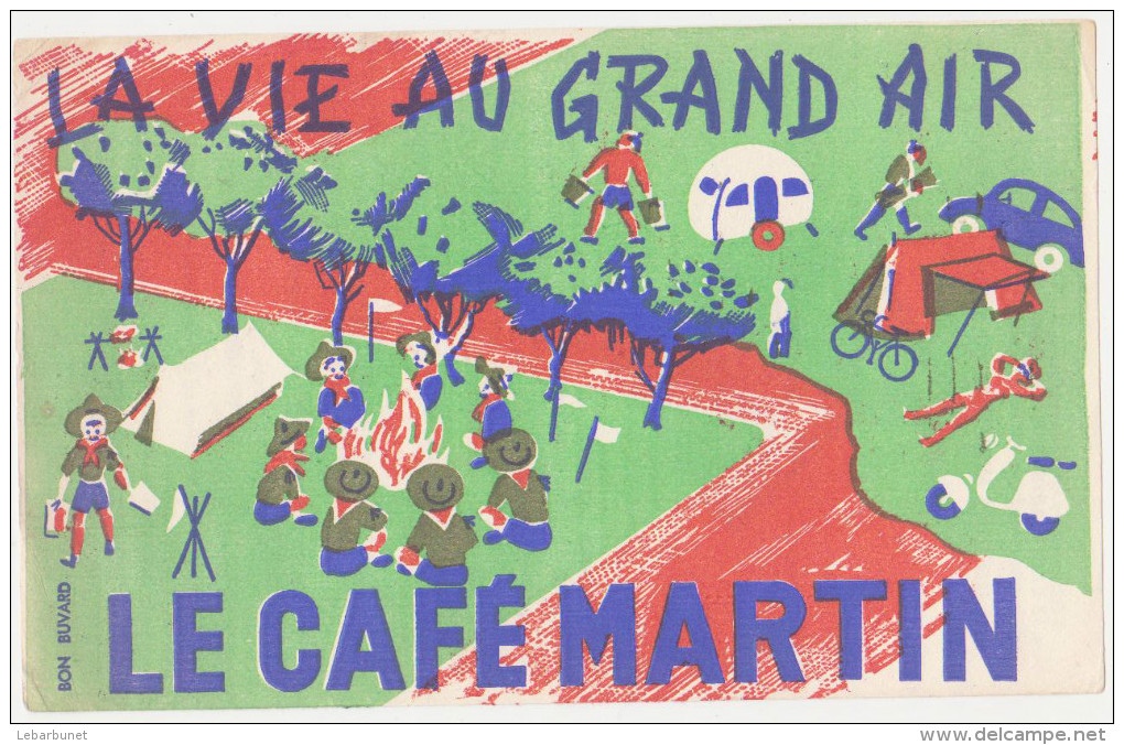 Buvard Ancien "le Café Martin "  La Vie Au Grand Air  Avec Scouts - Kaffee & Tee