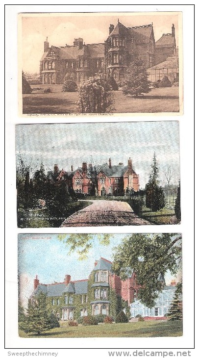 3 THREE DIFFERENT OLD POSTCARDS OF The Home Of RH J.Chamberlain. Highbury House STATELY HOME ALL USED - Birmingham
