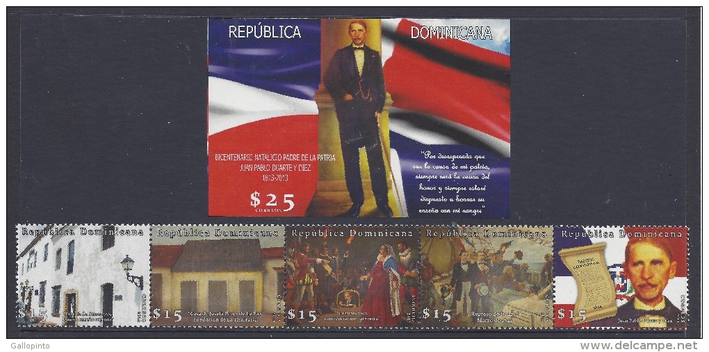 DOMINICAN JUAN PABLO DUARTE, PADRE De La PATRIA SET MNH 2013 - Dominikanische Rep.