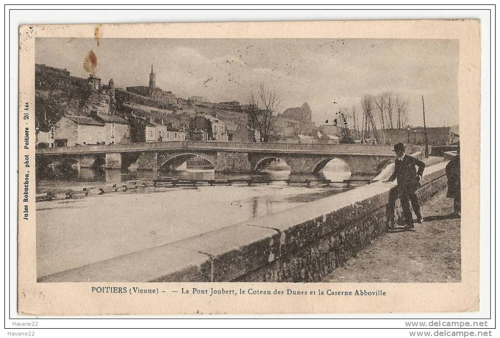 F953  86 POITIERS LE PONT JOUBERT LE COTEAU DES DUNES ET LA CASERNE ABBOVILLE 1917 TIMBRE CACHET - Poitiers