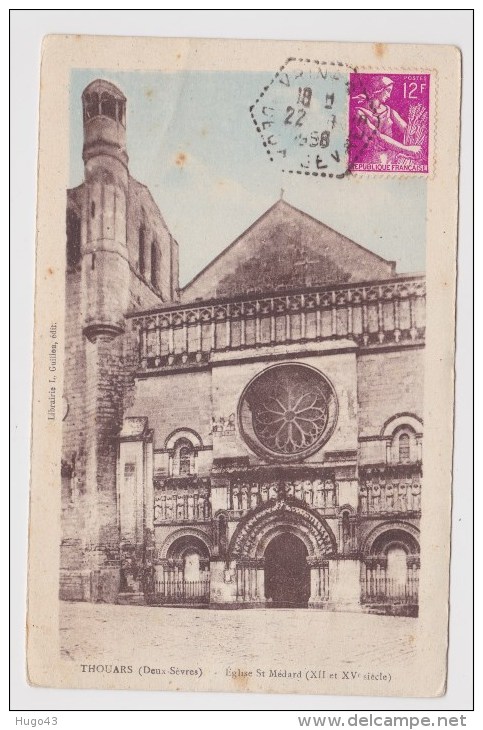 THOUARS EN 1956 - EGLISE SAINT MEDARD - BEAU CACHET - Thouars