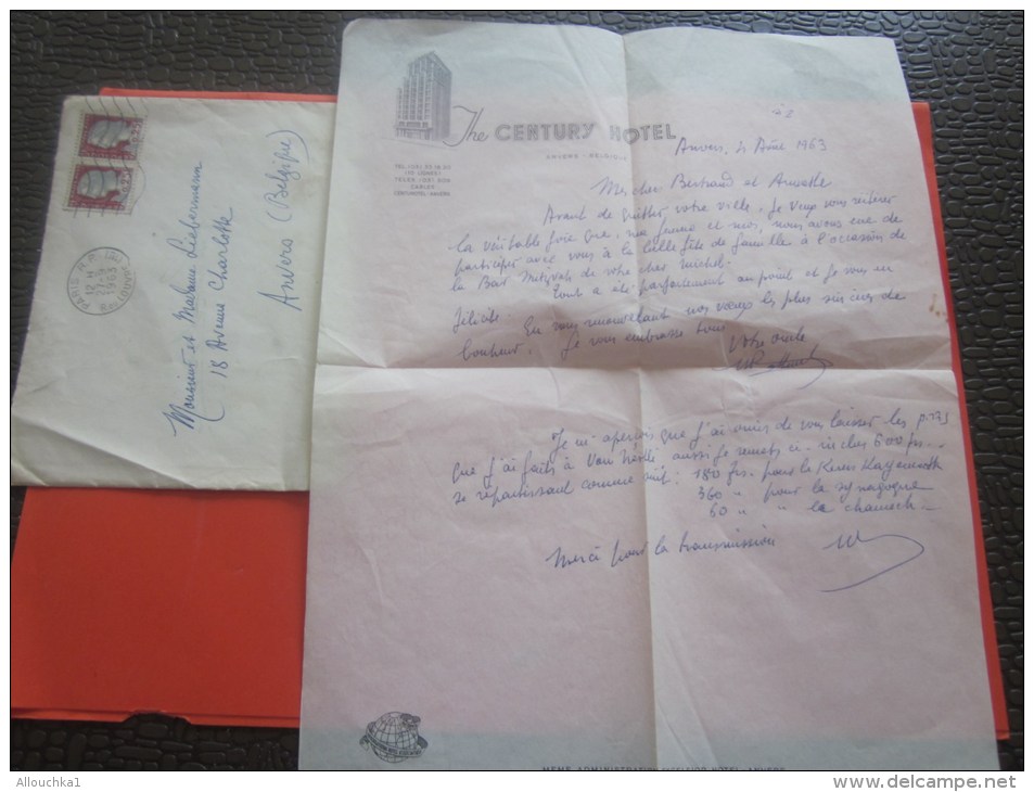 Lettre à En-tête The Ceinturt Hôtel ANVERS Belgique 4 Avr1963  + Enveloppe Ne Correspondant Pas ? Libermann Judaïca - 1950 - ...