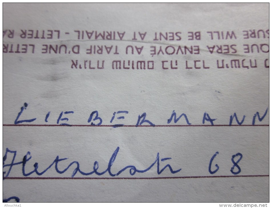 Aérogramme Enveloppe Avec Un Entier Postal+timbre Avec Tab Pour Le  Magicien Prestidigitateur Michel Libermann:judaïca - Poste Aérienne