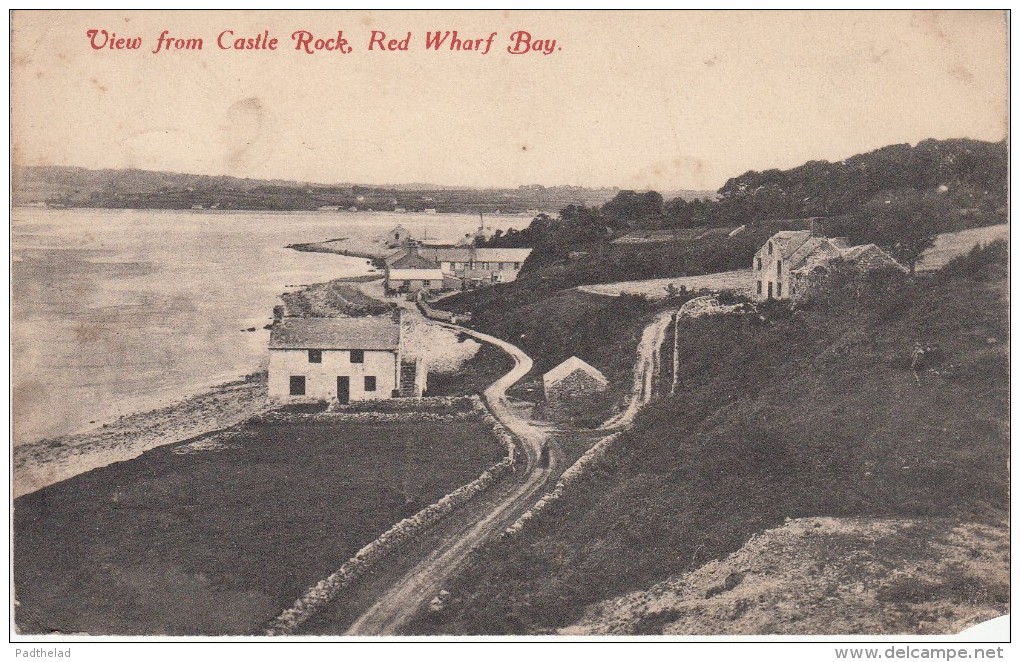 POSTCARD RED WHARF BAY VIEW FROM CASTLE ROCK NORTH WALES ANGELSEY - Anglesey