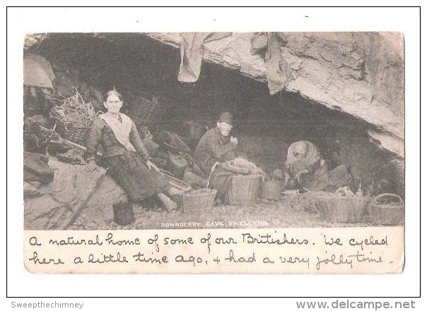 CAVE DWELLERS. DOWNDERRY.used 1905. OLD PRINTED POSTCARD Social History - Altri & Non Classificati