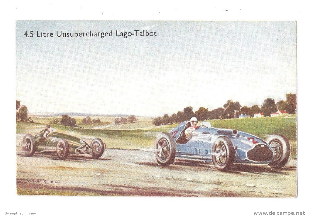 4.5 Litre Unsupercharged Lago Talbot  Circa 1955 Artist Signed Ward Precursor Of Formula One 1 Motor Racing Unused - Altri & Non Classificati