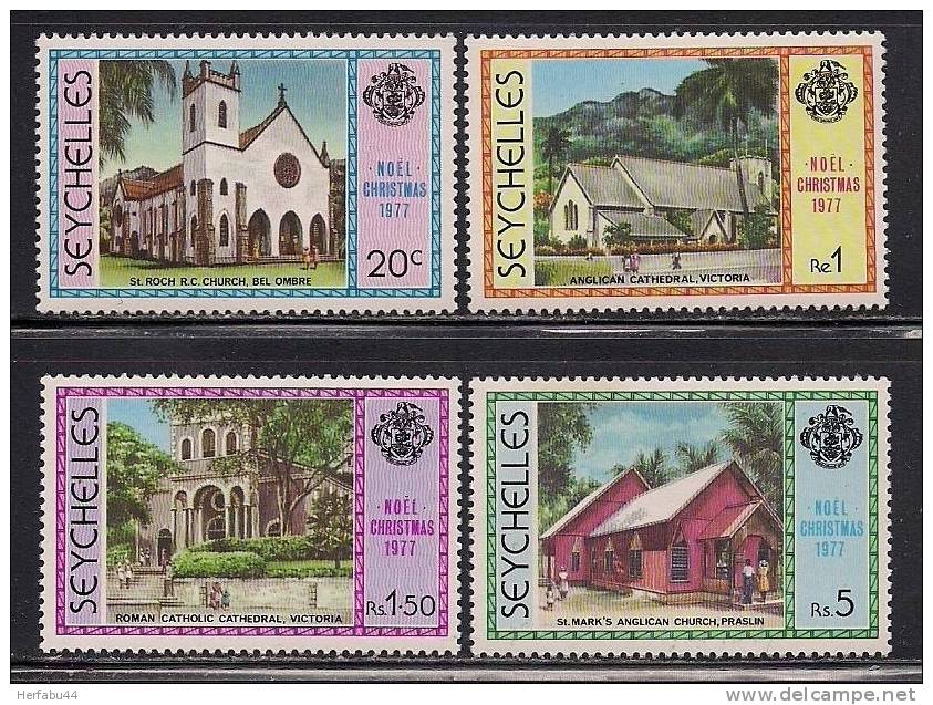 Seychelles     Christmas 1977 (Churches)    Set   SC# 405-08 MNH** - Seychelles (1976-...)