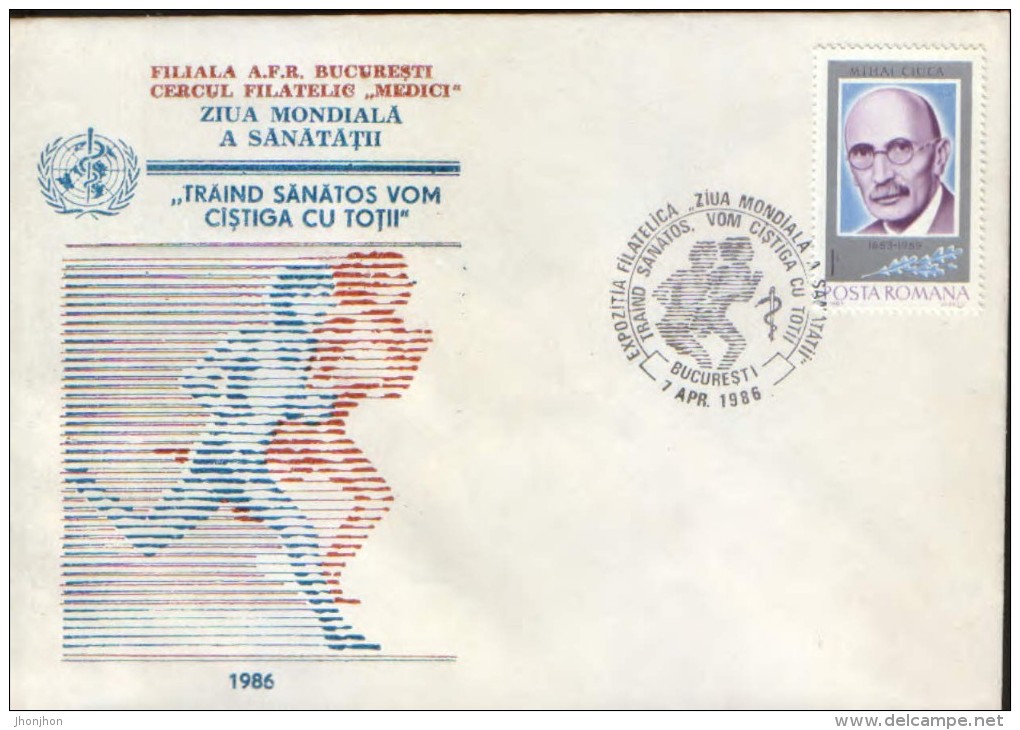 Romania- Occasionally Cover 1986- Health,World Health Day,April 7 - "Living Healthy We All Win"  - 2/scans - OMS