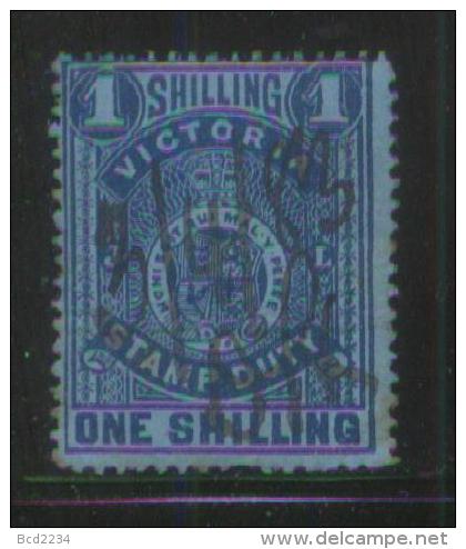 AUSTRALIA VICTORIA STAMP DUTY REVENUE 1879 TYPE D TYPE 1/- BLUE ON BLUE WMK TYPE 1 SIDEWAYS PERF 12.5 BF#03D - Fiscaux