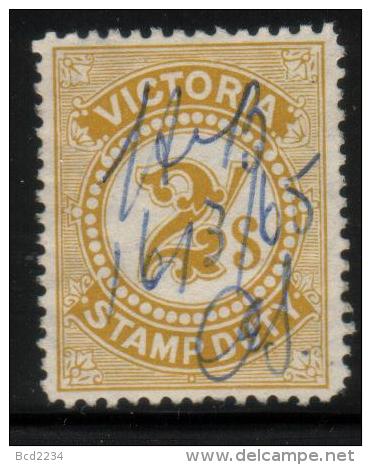 AUSTRALIA VICTORIA STAMP DUTY REVENUE 1904 NUMERAL DESIGN 2/- OLIVE BF#86 - Fiscaux