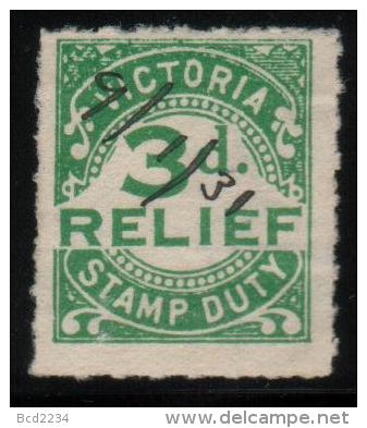 AUSTRALIA VICTORIA STAMP DUTY RELIEF REVENUE1930  3D GREEN BF#3 - Steuermarken