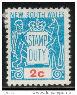 AUSTRALIA NSW NEW SOUTH WALES STAMP DUTY REVENUE 1966 2C BLUE & ORANGE HM BF#169 - Fiscaux