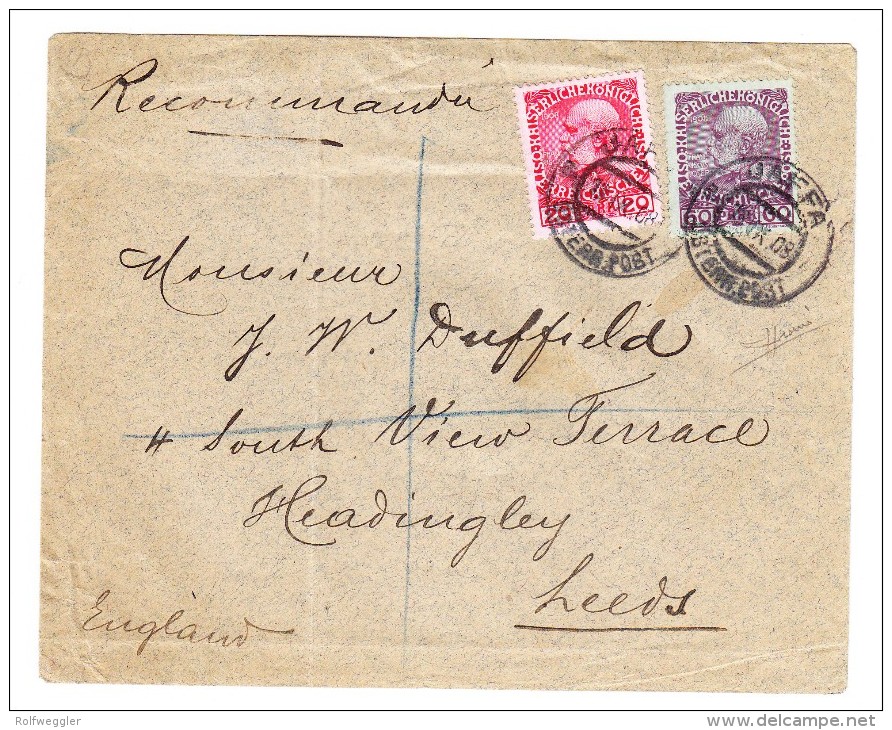 R-Brief 13.9.1908 Mit 20 U. 60pa. Entw. Jaffa Geprüft - - Eastern Austria