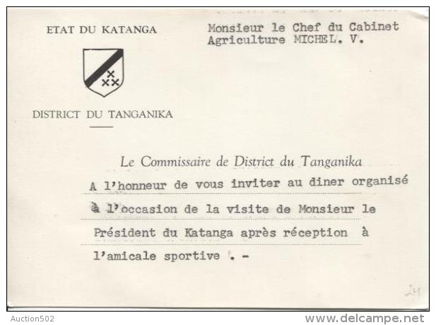 Carte D'invitation De L'Etat Du Katanga District Du Tanganika Invitation Pour La Visite Du Président Du Katanga PR829 - Autres & Non Classés