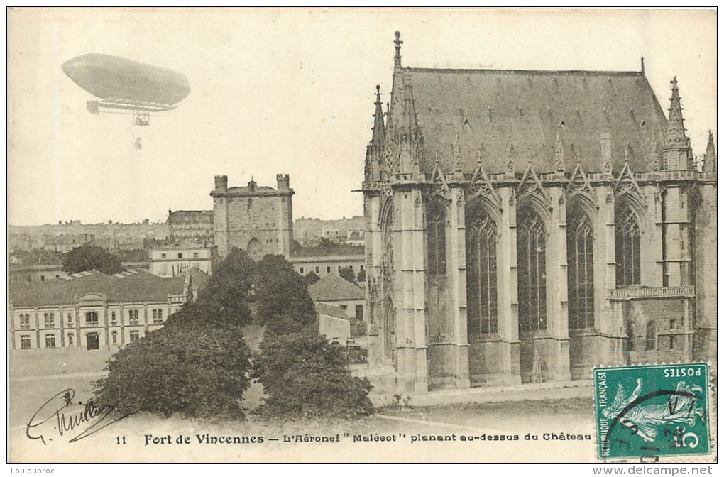 AERONEF MALECOT AU DESSUS DU CHATEAU DE VINCENNES - Dirigeables