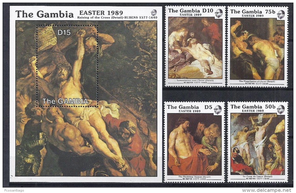 PINTURA - GAMBIA 1989 - Yvert #789/92+H64 - MNH ** - Rubens