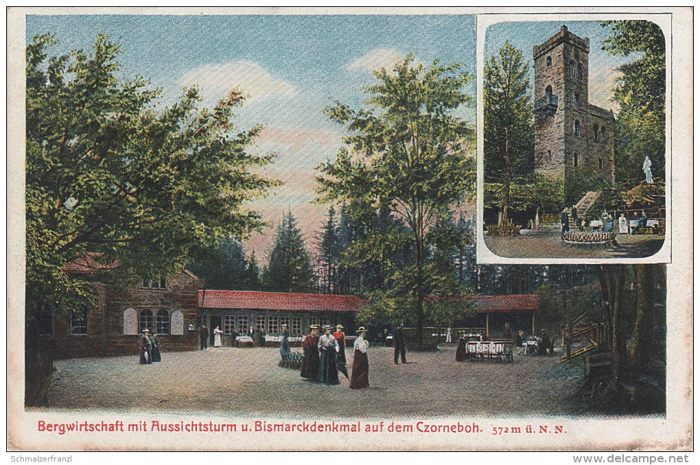 Litho AK Czorneboh Baude Gasthaus Turm Denkmal Bei Hochkirch Cunewalde Stempel Pommritz Kuppritz Bautzen Löbau Sornssig - Hochkirch