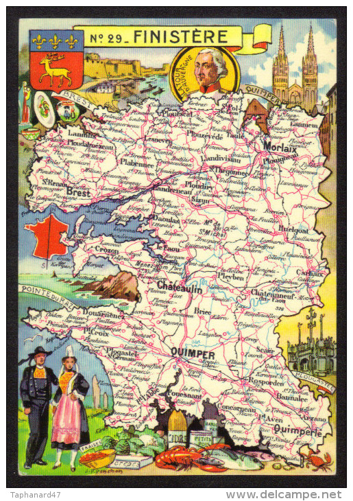 CPSM Gf .Dépt. FINISTERE. Carte Departementale N° 29. Blondel  La Rougerie - Altri & Non Classificati