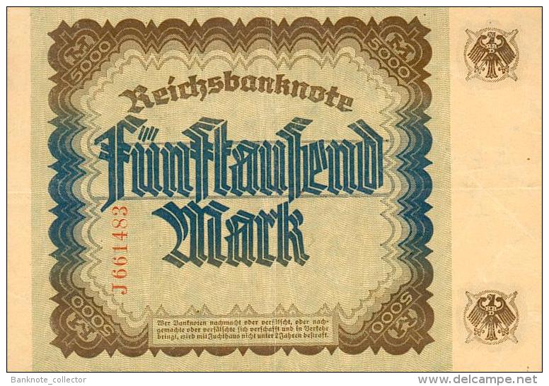 Deutschland, Germany - 5000 Mark, Reichsbanknote, Ro. 76 , XF, Serie J, 1922 ! - 5000 Mark