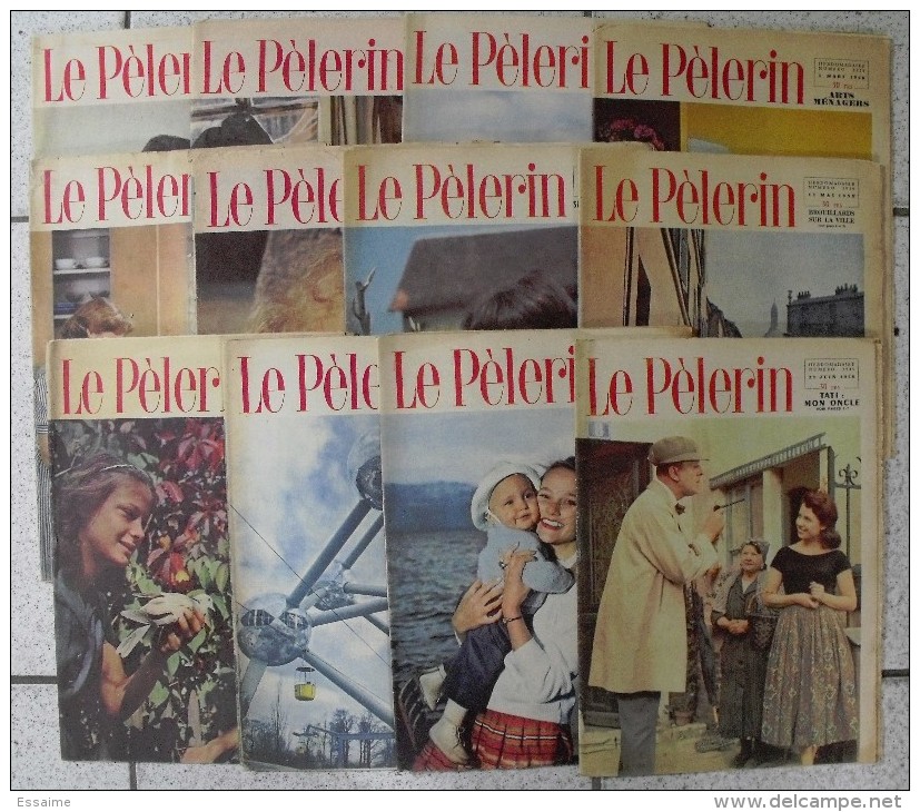 12 N° Le Pélerin 1958. Pat´apouf Gervy. Mixi-Berel. Tati Mon Oncle - Other Magazines